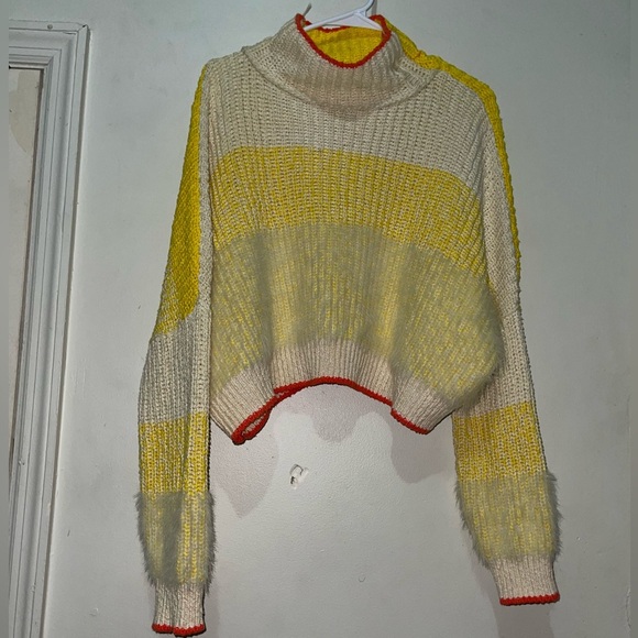 Free People Sweaters - NWOT Free People Yellow Sunbright Slouchy Knit  Fuzzy Sweater